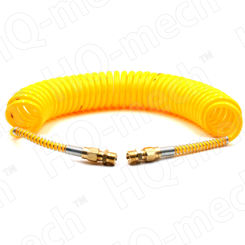 Шланг пневматич. PUR спираль.(L 7м),D=6,5/10 мм, con. резьб. нар.+внутр.,M18*1.5(ЛАТ),p=10-16,желтый