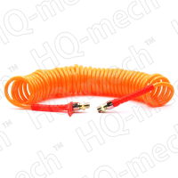 Еврошланг магистральный PUR спиральный для полуприцепа (10м), D=8/12 мм, резьба нар.+внутр.M18*1.5 (сталь), 10-16 Бар, желтый