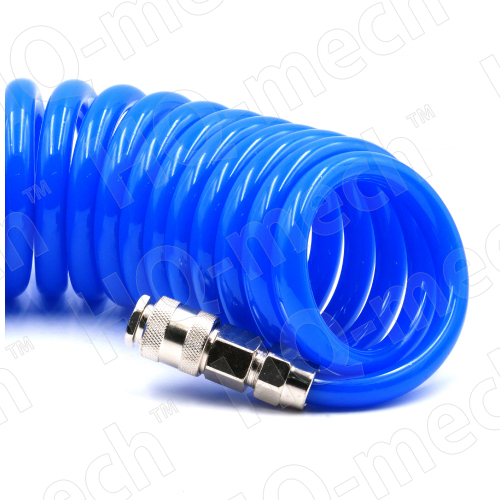 Шланг пневматич. PUR спираль. (L 15м), D=8/12 мм, con. быстросъем.  «M+F» (СТ.), p= 10-16 Бар,blue