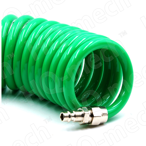 Шланг пневматич. PUR спираль. (L 10м), D=8/12 мм, con. быстросъем.  «M+F» (СТ.), p= 10-16 Бар,green