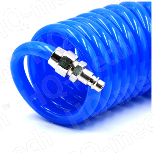 Шланг пневматич. PUR спираль. (L 15м), D=8/12 мм, con. быстросъем.  «M+F» (СТ.), p= 10-16 Бар,blue