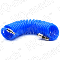 Шланг пневматический PUR спиральный (15м), D=8/12 мм, БРС «M+F» (сталь), 10-16 Бар, синий