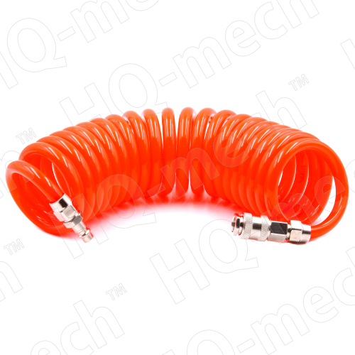 Шланг пневматич. PUR спираль. (L 10м), D=8/12 мм, con. быстросъем.«M+F» (СТ.), p= 10-16 Бар,red
