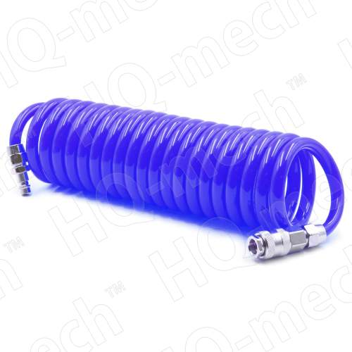Шланг пневматич. PUR спираль. (L 15м), D=8/12 мм, con. быстросъем.  «M+F» (СТ.), p= 10-16 Бар,blue