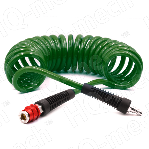 Шланг пневматич.PUR спираль.(L 5м), D=6,5/10 мм, con. быстросъем.«M+F»(US style)(ЛАТ.),p=10-16,green