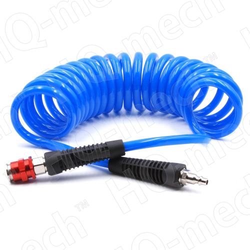 Шланг пневматич. PUR спираль.(L 15м), D=6,5/10 мм,con.быстросъем.«M+F»(US style)(ЛАТ.),p=10-16,blue