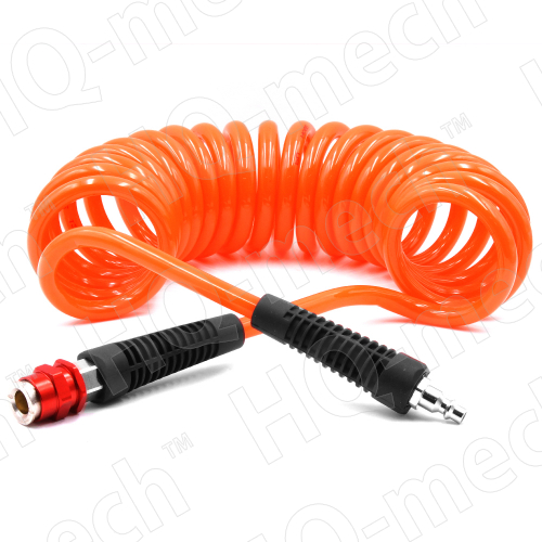 Шланг пневматич. PUR спираль. (L 10м), D=8/12 мм, con. быстросъем.«M+F»(US style)(ЛАТ.),p=10-16,red