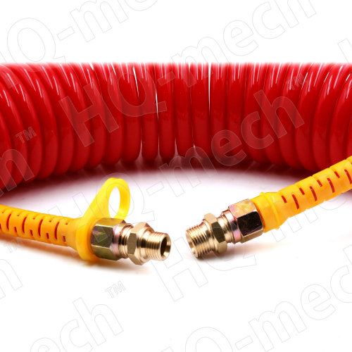 Шланг пневмат. PUR спираль. (L=10м), D=8/12 мм, нар. р., M16x1.5|M18x1.5(латунь), p=10-16 , red