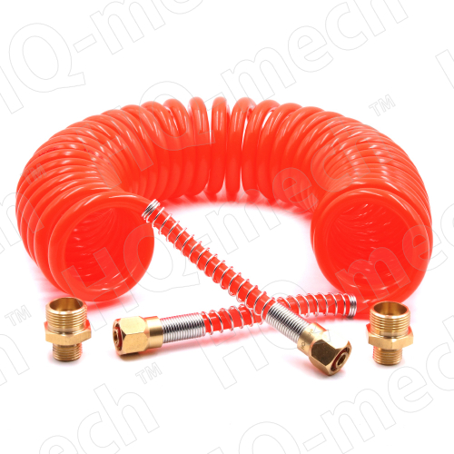 Шланг пневмат. PUR спираль. (L=10м), D=6,5/10 мм, нар. р., M16x1.5|M18x1.5(латунь), p= 10-16, red