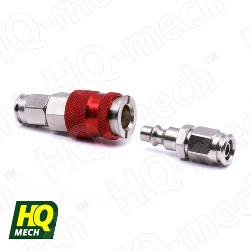 Соединение быстросъемное пневматическое «папа+мама», накидная гайка под шланг D=4мм (внутр.), D=6мм