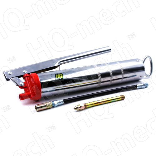 Шприц для смазки консистентной 500 мл, рычажно-плунжерный, хромированное покрытие, 2 насадки