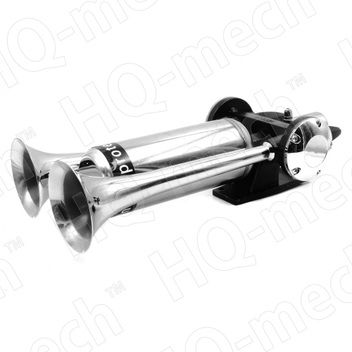 Сигнал звуковой универсальный воздушный 12/24 В (HQ2014) двухрожковый в сборе с компрессором